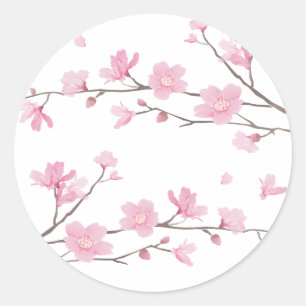 さくらんぼの花-透明-背景 ラウンドシール