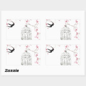 さくらんぼの花，鳥，鳥 – オリジナル, スタイリッシュ 長方形シール (シート)