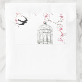 さくらんぼの花，鳥，鳥 – オリジナル, スタイリッシュ 長方形シール (バッグ)