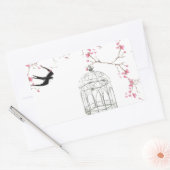 さくらんぼの花，鳥，鳥 – オリジナル, スタイリッシュ 長方形シール (封筒)