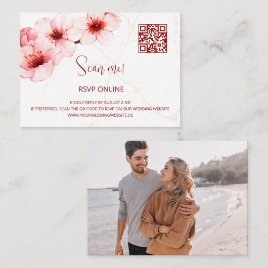 さくらんぼの花RSVPオンライン | QRコードエンクロージャCa エンクロージャーカード (正面/裏面)