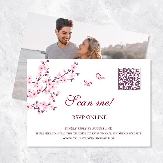 さくらんぼの花RSVPオンライン | QRコード エンクロージャーカード