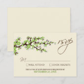 さくらんぼの花RSVPカード（緑のリンゴ） 出欠カード (正面/裏面)