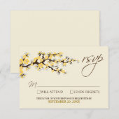 さくらんぼの花RSVPカード（黄色） 出欠カード (正面/裏面)