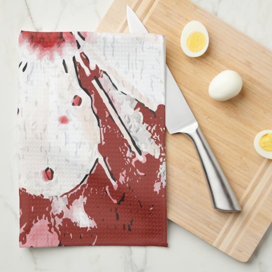 さくらんぼの詩の赤い白エレガント桜 キッチンタオル (四つ折り)