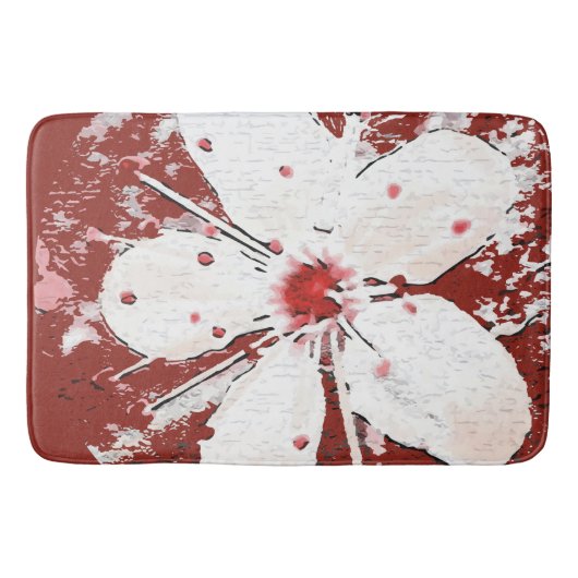 さくらんぼの詩の赤い白エレガント桜 バスマット (正面)