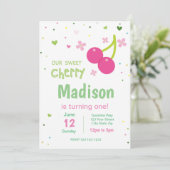 さくらんぼの誕生日の招待 招待状 (スタンド正面)