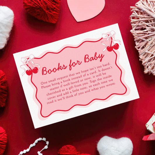 さくらんぼの赤ちゃんシャワー予約リクエスト エンクロージャーカード