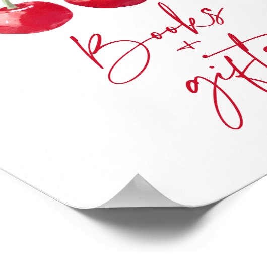 さくらんぼの赤ちゃんシャワー本とギフトサイン ポスター (角)