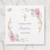 さくらんぼの赤ん坊の女の子カトリックの洗礼 フェイバータグ (正面)