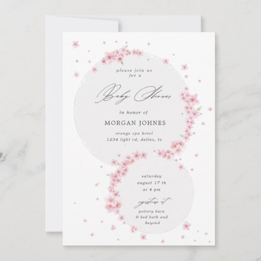 さくらんぼの赤エレガントちゃんシャワー招待 (正面)