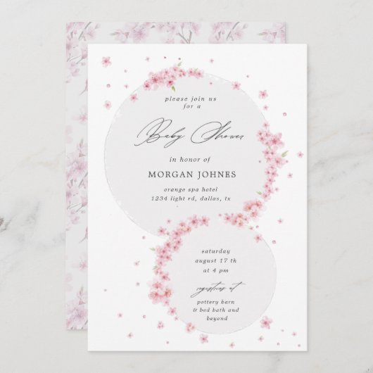 さくらんぼの赤エレガントちゃんシャワー招待 (正面/裏面)