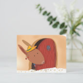 さくらんぼの郵便はがき、軽いベージュ色が付いているウサギ ポストカード (スタンド正面)