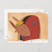 さくらんぼの郵便はがき、軽いベージュ色が付いているウサギ ポストカード (正面/裏面)