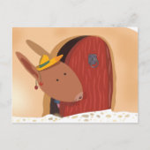 さくらんぼの郵便はがき、軽いベージュ色が付いているウサギ ポストカード (正面)