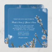 さくらんぼの青空の結婚式招待状。 招待状 (正面/裏面)