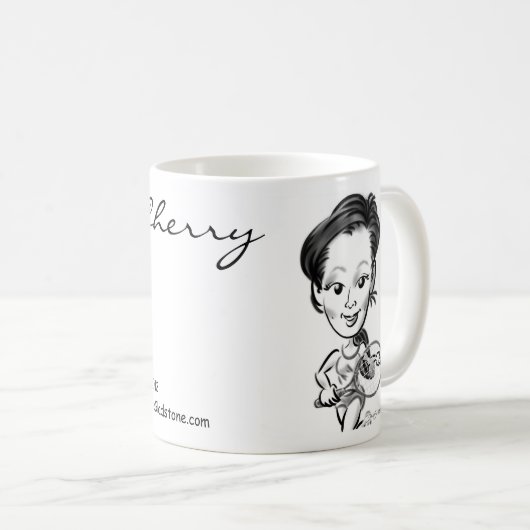 さくらんぼの風刺漫画のマグ コーヒーマグカップ (正面右)