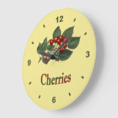 さくらんぼの~Botanical時計は~Any色の背部を~Kitchen ラージ壁時計 (傾斜)