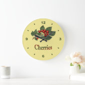 さくらんぼの~Botanical時計は~Any色の背部を~Kitchen ラージ壁時計 (ホーム)
