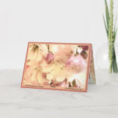 さくらんぼはクリームとピンクのグリーティングカードで花開く カード (裏面)