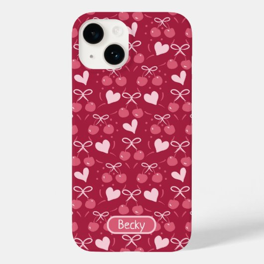 さくらんぼはハートを赤とピンクに弓 Case-Mate iPhoneケース (裏面)
