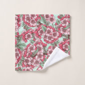 さくらんぼはピンクとミントで咲く バスタオルセット (ウォッシュタオル)