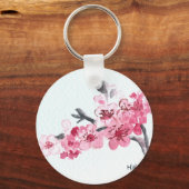 さくらんぼはピンクの花を咲かせる キーホルダー (正面)