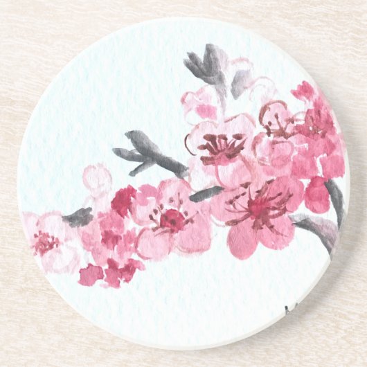 さくらんぼはピンクの花を咲かせる コースター (正面)