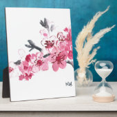 さくらんぼはピンクの花を咲かせる フォトプラーク (側面)