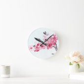 さくらんぼはピンクの花を咲かせる ラウンド壁時計 (ホーム)