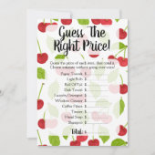 さくらんぼは価格を推測ブライダルシャワーゲームさくらんぼ 招待状 (正面)