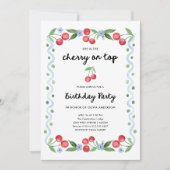 さくらんぼを上 | お洒落ヴィンテージ誕生会 招待状 (正面)
