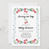 さくらんぼを上 | かわいいお洒落ヴィンテージベビーシャワー 招待状 (正面)