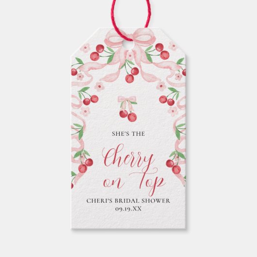 さくらんぼを上 |ブライダルシャワー ギフトタグ (正面)