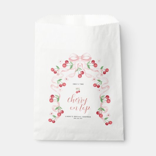 さくらんぼを上 |ブライダルシャワー フェイバーバッグ (正面)