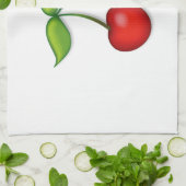 さくらんぼを皿に盛る キッチンタオル (折り畳み)