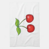 さくらんぼを皿に盛る キッチンタオル (縦)