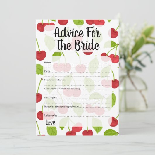 さくらんぼアドバイスの花嫁シャワーゲームさくらんぼ アドバイスカード (スタンド正面)