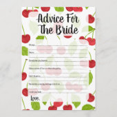 さくらんぼアドバイスの花嫁シャワーゲームさくらんぼ アドバイスカード (正面)