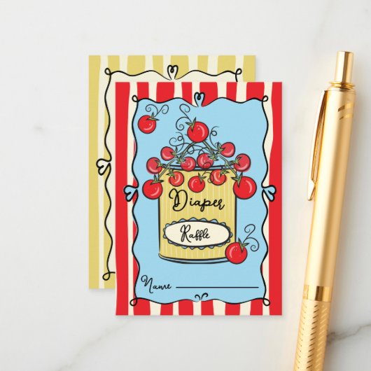 さくらんぼイタリアントマトおむつラッフル エンクロージャーカード (正面/裏面インサイチュ)