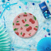 さくらんぼイラストレーション ペーパープレート (パーティー)