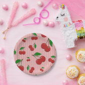 さくらんぼイラストレーション ペーパープレート (パーティー)