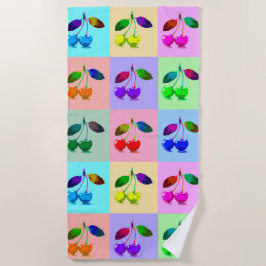 さくらんぼインポップ・アートのアートスタイル ビーチタオル