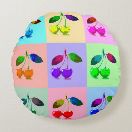 さくらんぼインポップ・アートのアートスタイル ラウンドクッション