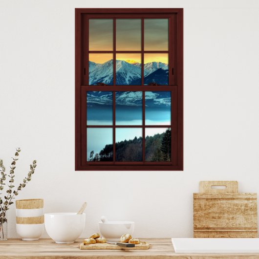 さくらんぼウッド写真ウインドウマウンテンビュー2 / 3 ポスター (キッチン)