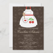 さくらんぼエプロンブライダルシャワー招待赤と眉 招待状 (正面)