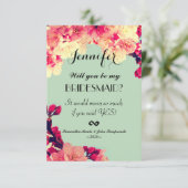 さくらんぼエレガントの花が咲く素朴ティール(緑がかった色) 招待状 (スタンド正面)