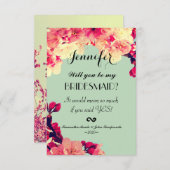 さくらんぼエレガントの花が咲く素朴ティール(緑がかった色) 招待状 (正面/裏面)