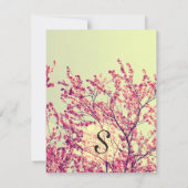 さくらんぼエレガントの花が咲く素朴ティール（緑がかった色） 招待状 (裏面)