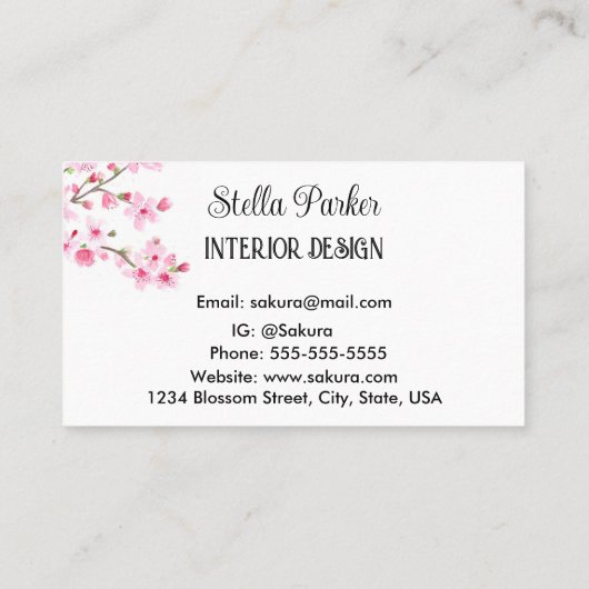 さくらんぼエレガントフローラ春名刺 名刺 (裏面)
